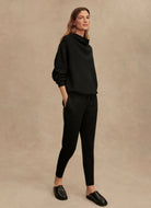 Varley Betsy Sweatshirt in Black Full Length Angled Side View