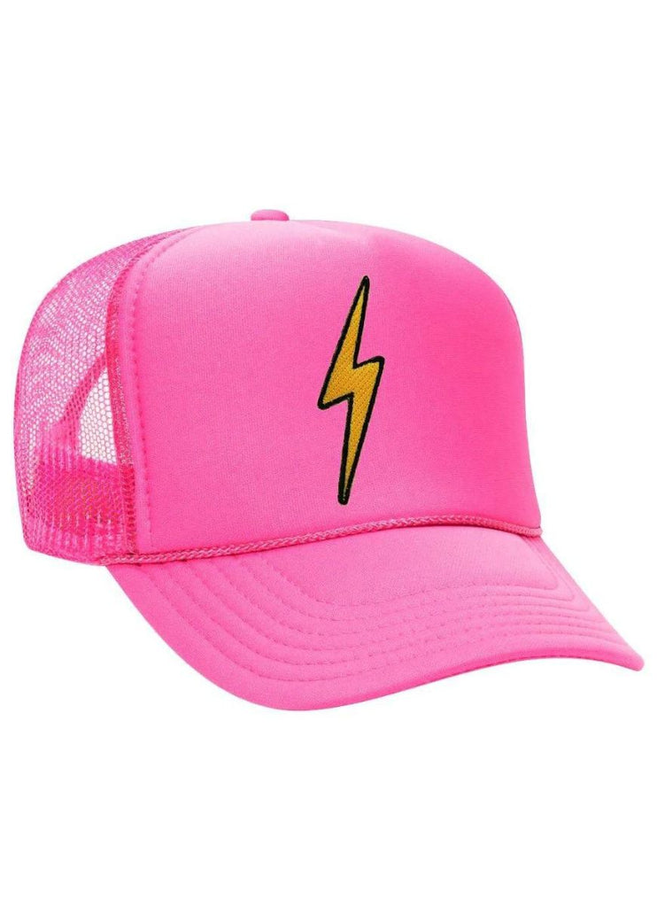 Aviator Nation Bolt Vintage Trucker Hat in Neon Pink