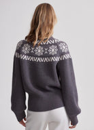 Varley Bowen Fairisle Pullover in Grey Marl Back View