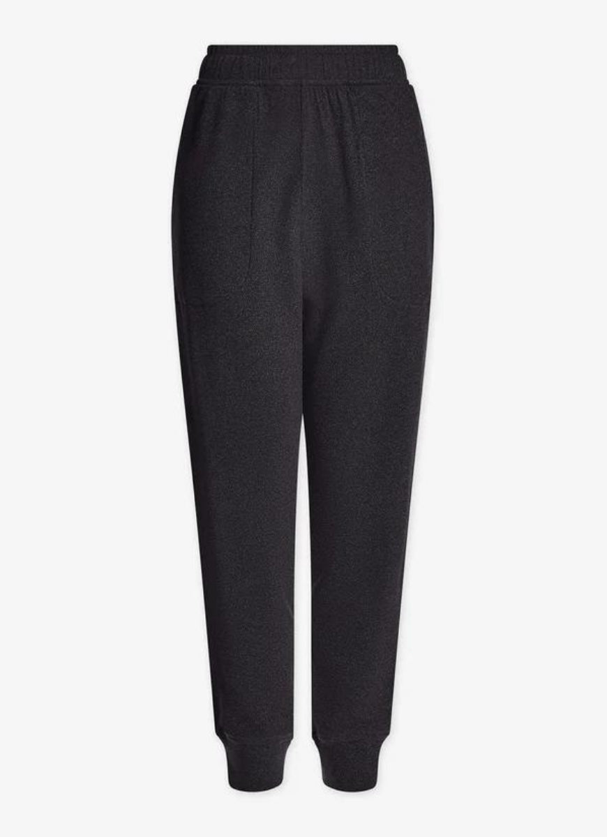 Varley Brushed Rib Slim Cuff Pant 25” in Black Marl Product Shot View