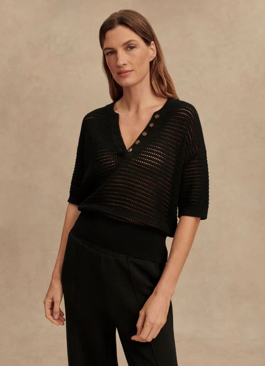 Varley Callie Knit Top in Black