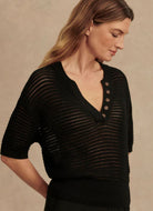 Varley Callie Knit Top in Black Front View