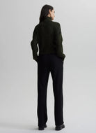 Varley Carmen Zip Through Knit in Dark Olive Full Length Back View