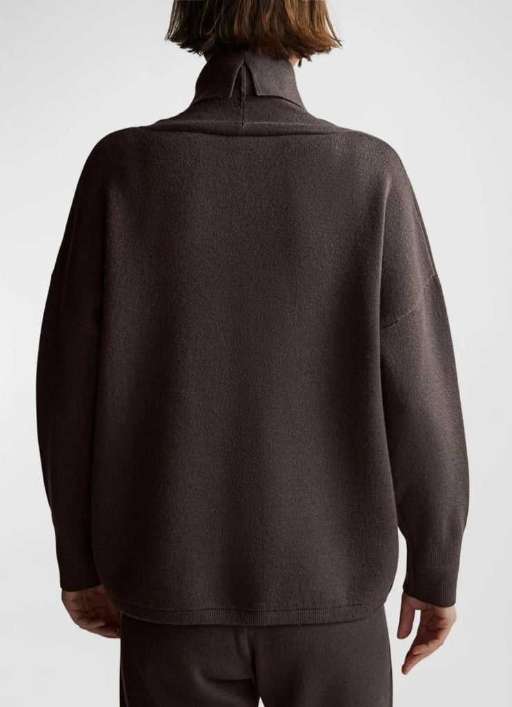 Varley Cavendish Rollneck Knit Women's Top in Coffee Bean Back View