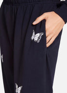 Lauren Moshi Chantria Butterfly Sweatpants in Navy Close Up Pocket View