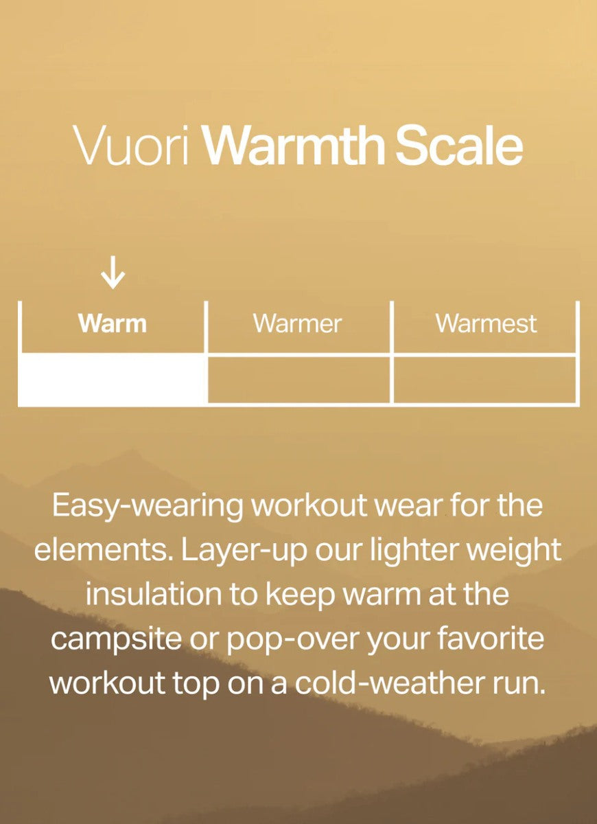 Vuori Women's Chilled Out Full Zip Jacket in Washed Black Warmth Scale Chart