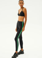 Splits59 Clare High Waist Rigor 7/8 Legging in Black/Grass Full Length Side View