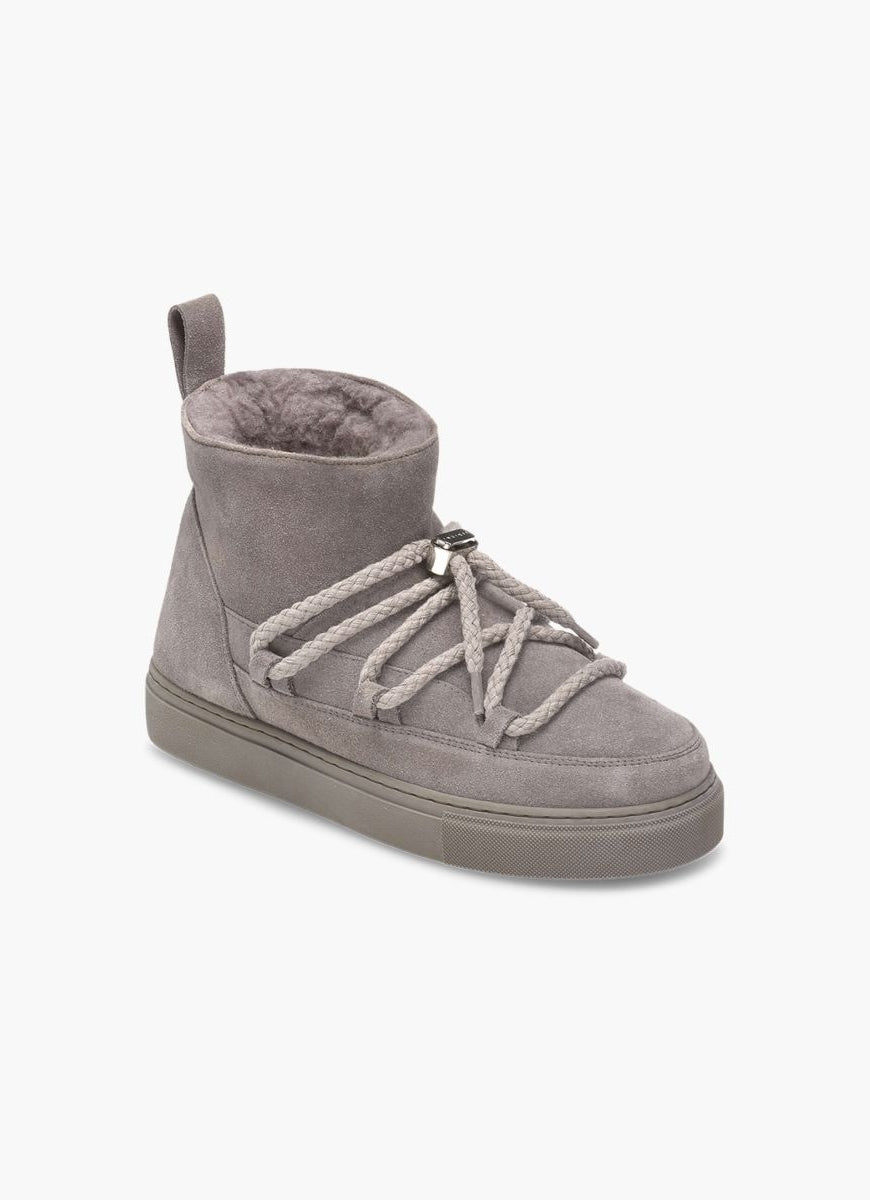 INUIKII Classic Women's Sneaker Boot Low in Grey Angled View