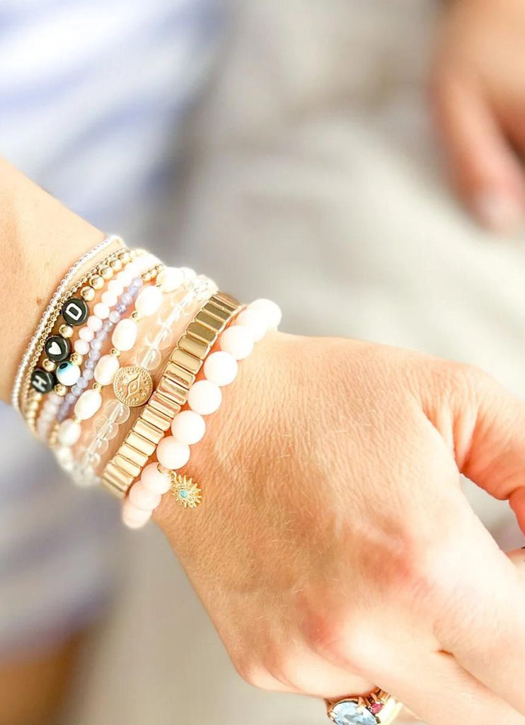 Lo & Co Jewelry Clear Abundance Bracelet Shown Stacked with Other Bracelets