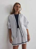 Varley Decker Off-Court Cardigan in White Front View