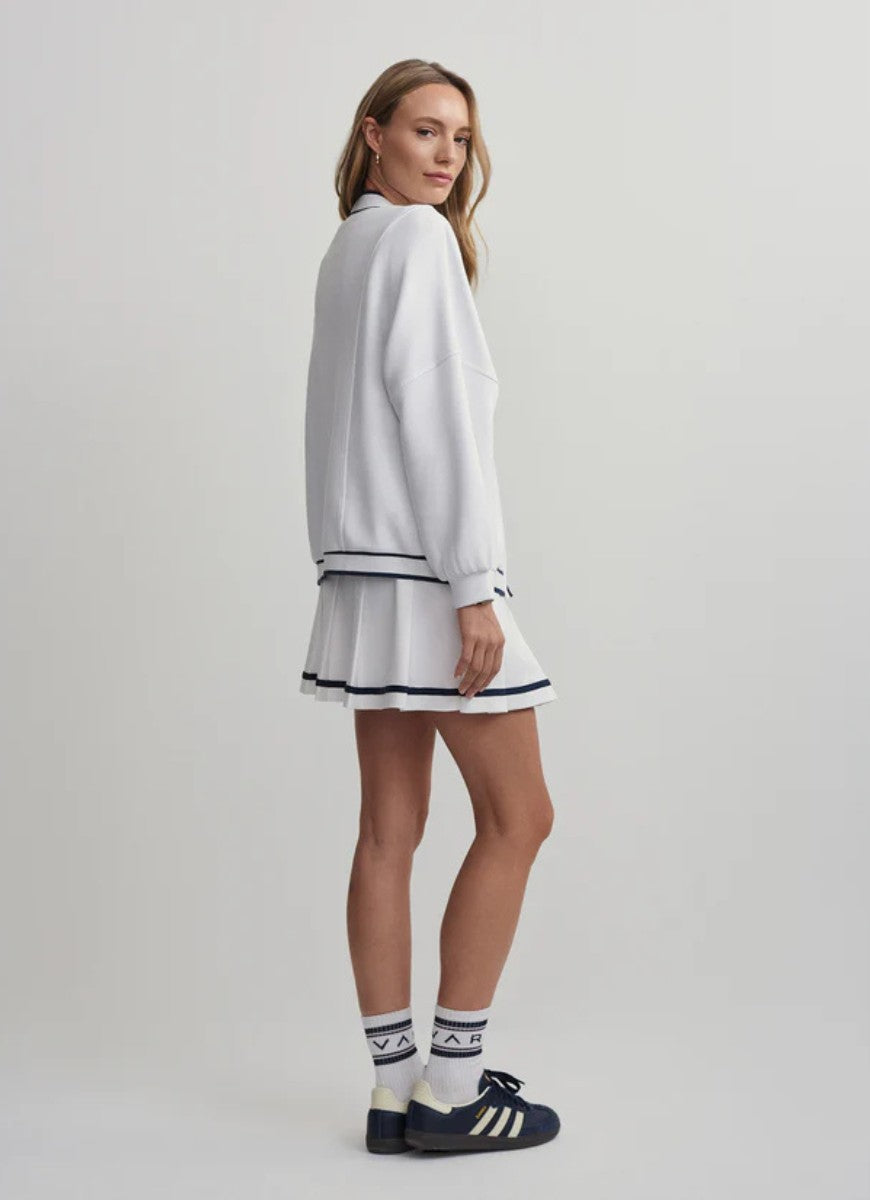 Varley Decker Off-Court Cardigan in White Side View