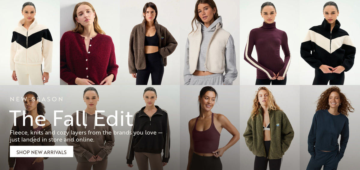 Women's fall fashion collection featuring cozy fleece jackets, knit cardigans, hoodies and athleisure styles at relevé