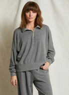 perfectwhitetee Drake Half Zip Sweatshirt in Grey Heather