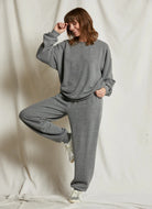 perfectwhitetee Women's Dre Fleece Jogger in Grey Heather Full Length Front View