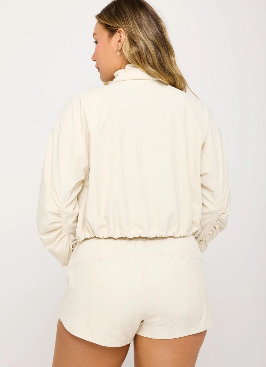 Spiritual Gangster Elana Woven Jacket in Birch Ivory Back View
