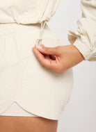 Spiritual Gangster Elana Woven Jacket in Birch Ivory Close Up Side View