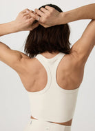Vuori Elevation Racerback Tank Top in Bone Heather Back View