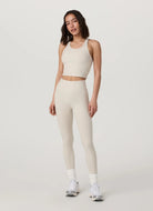 Vuori Elevation Racerback Tank Top in Bone Heather Full Length Front View