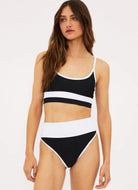 BEACH RIOT Emmy Bikini Bottom in Black and White Front View