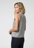 Vuori Energy Top Long in Heather Grey Back View