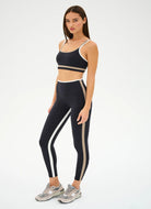 Splits59 Eva Rigor Double Strap Sports Bra in Black/Latte Full Length Side View