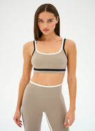 Splits59 Eva Rigor Double Strap Sports Bra in Latte/Black