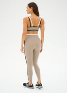 Splits59 Eva Rigor Double Strap Sports Bra in Latte/Black Full Length Back View