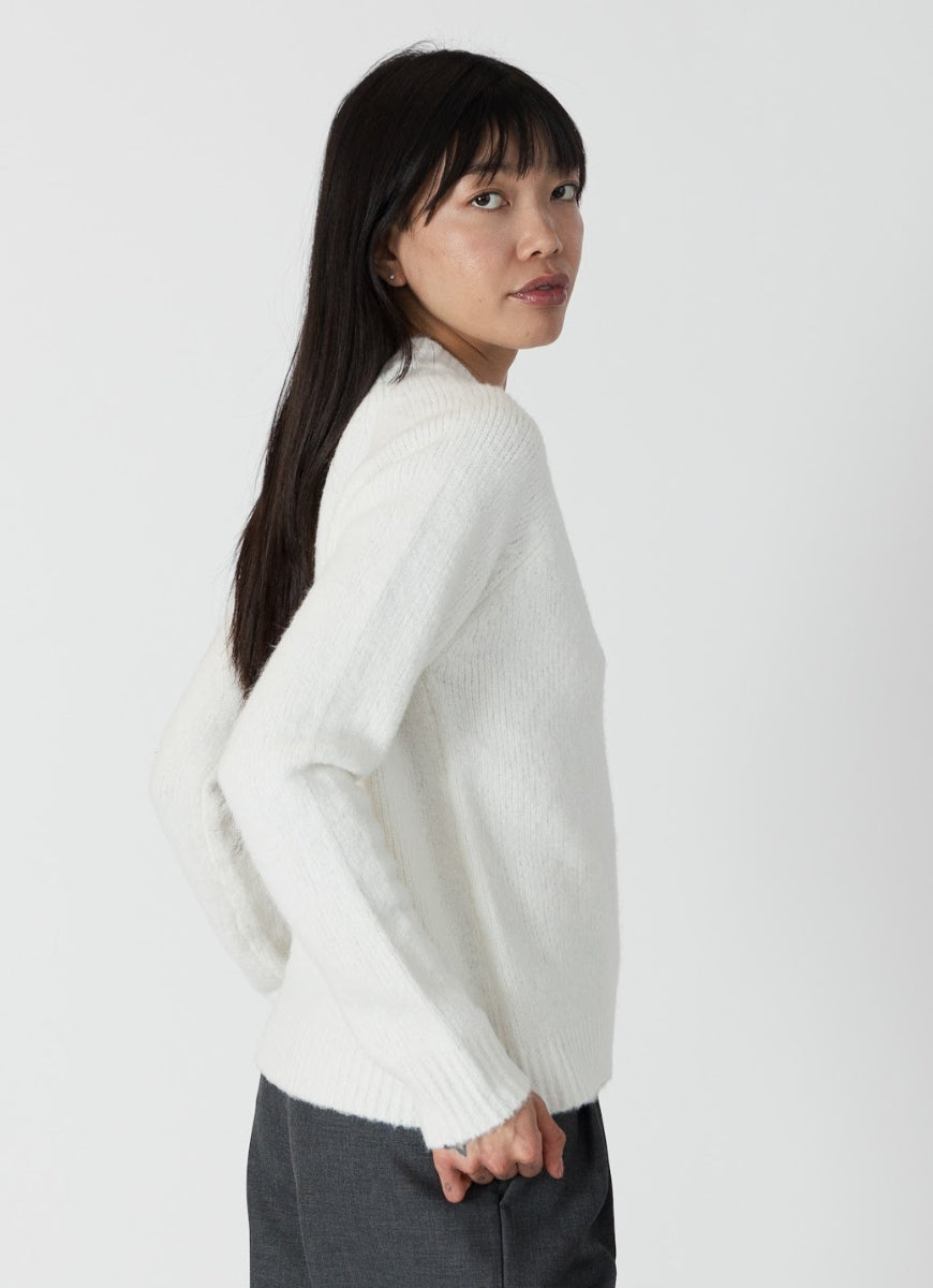 Lyla + Luxe Ezra Crewneck Sweater in Off White Side View