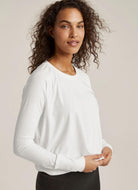 Beyond Yoga Featherweight Daydreamer Pullover in Cloud White Angled Side View