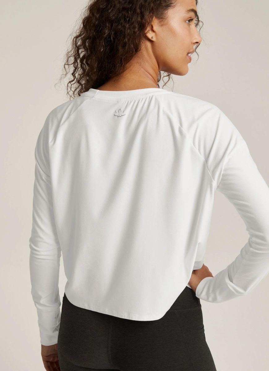 Beyond Yoga Featherweight Daydreamer Pullover in Cloud White Back View
