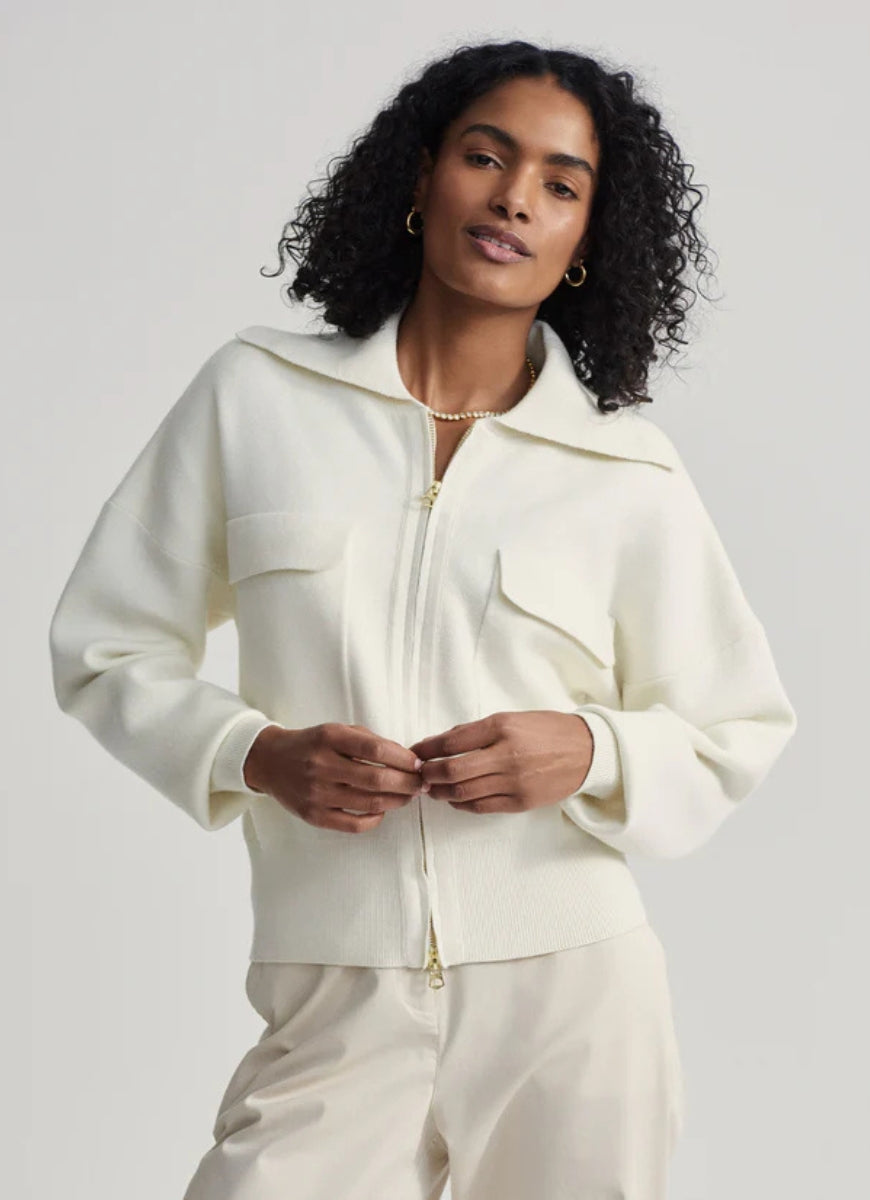 Varley Felise Relaxed Knit Jacket in Egret