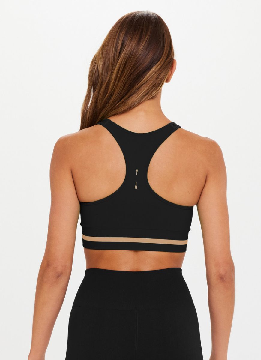 The Upside Form Seamless Linda Bra in Black Waist Up Back View