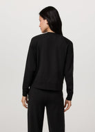 Vuori Women's Long Sleeve Halo Crew in Heather Black Back View