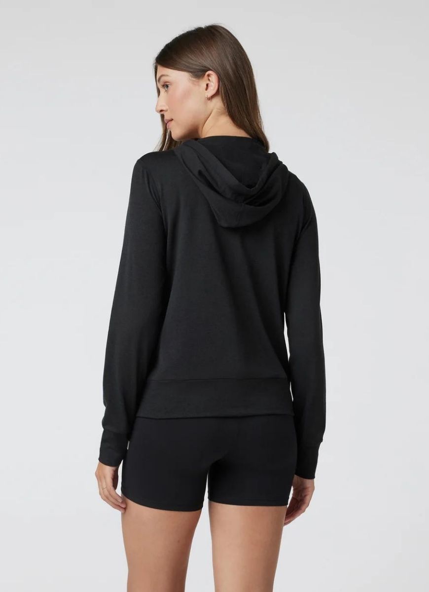 Vuori Halo Performance Women's Hoodie 2.0 in Black Back View