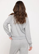 Spiritual Gangster Hamsa Forever Crew Pullover in Heather Grey Back View