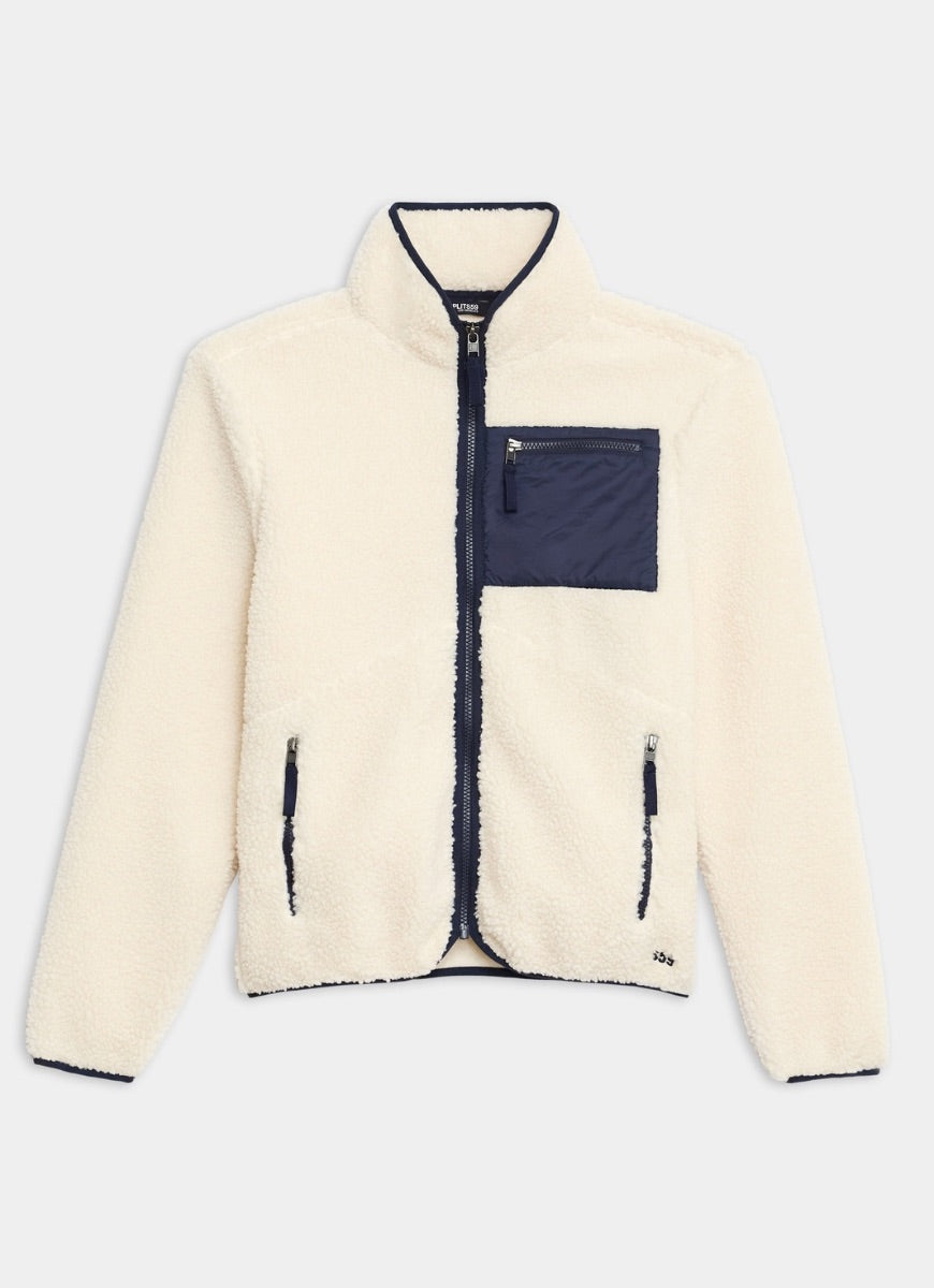 Splits59 Harris Sherpa Jacket in Creme/Indigo Product Shot View