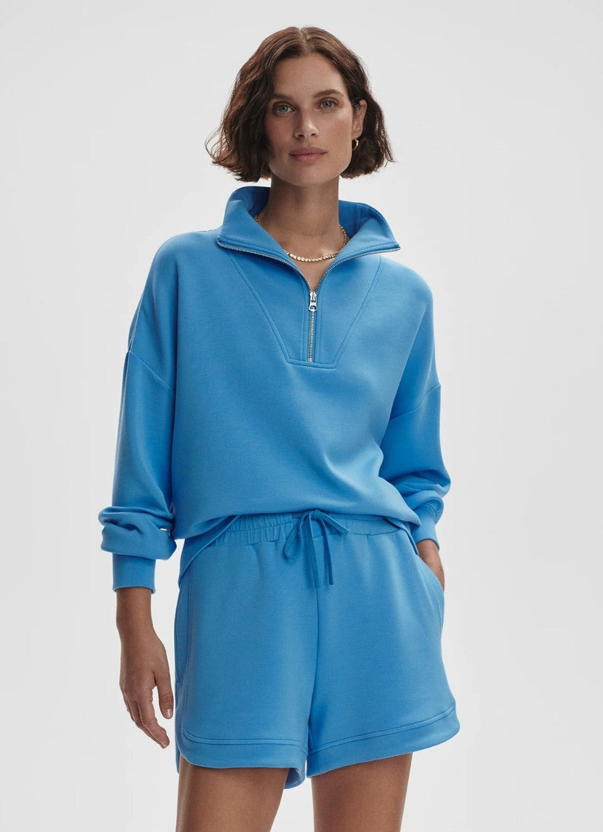 Varley Hawley Half Zip Sweat in Azure Blue