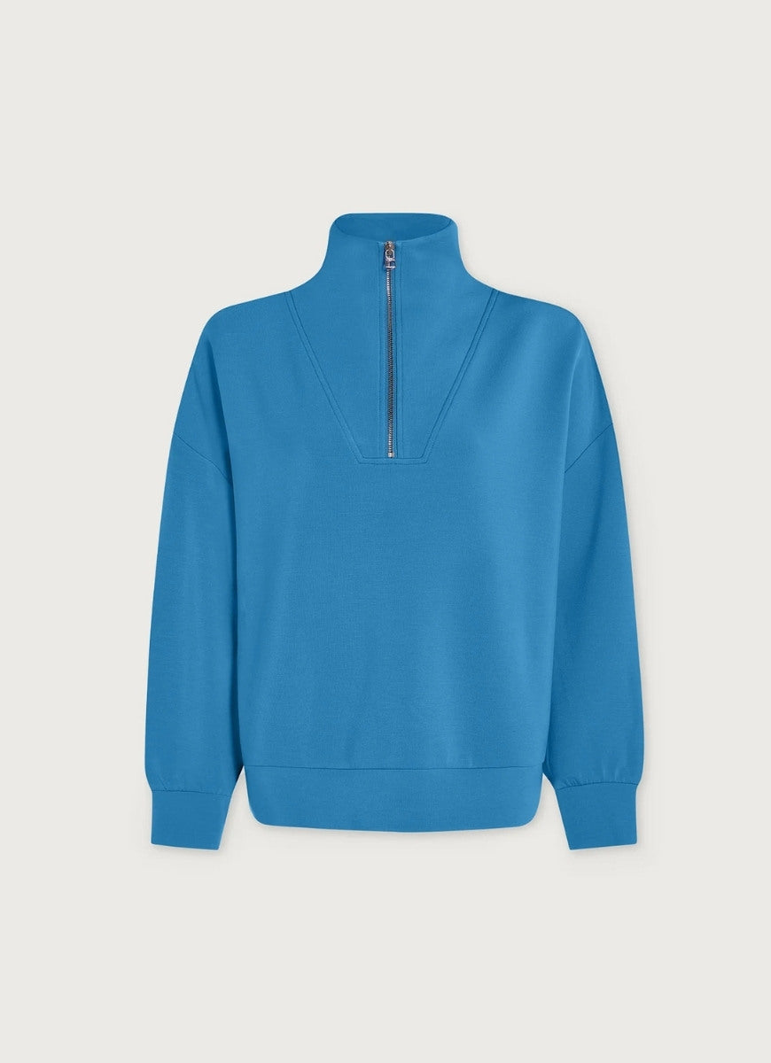 Varley Hawley Half Zip Sweat in Azure Blue Product Shot View