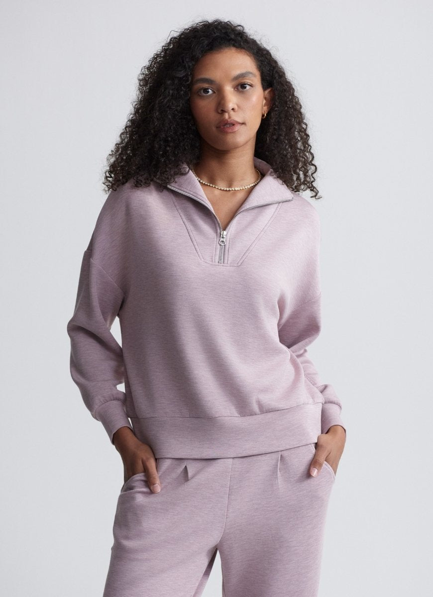 Varley Hawley Half Zip Sweat in Mauve Marl