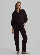 Varley Hawley Half Zip Sweat in Coffee Bean Full Length Front View