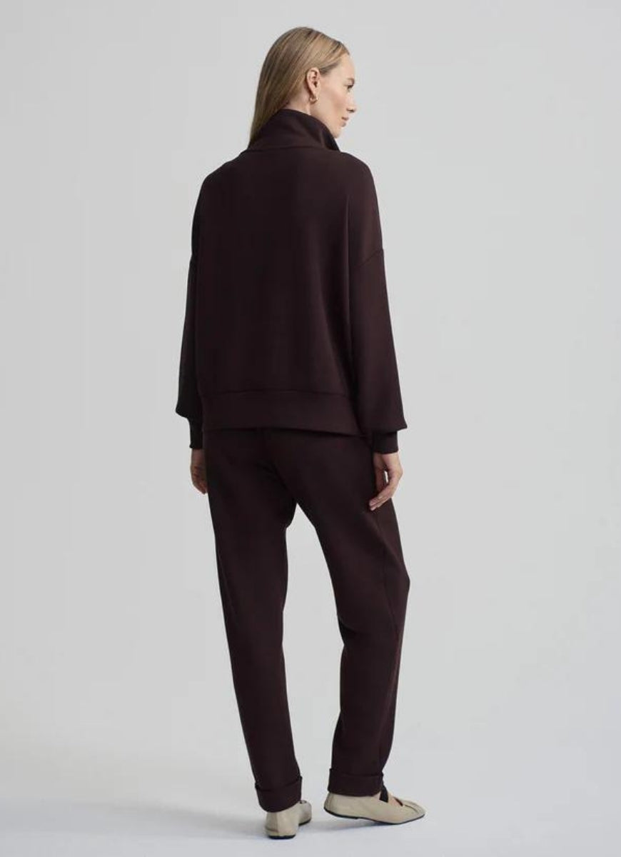 Varley Hawley Half Zip Sweat in Coffee Bean Full Length Back View