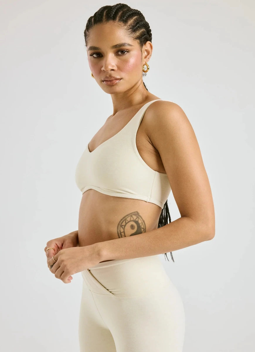 Year of Ours Isadora Sports Bra in Ivory Side View