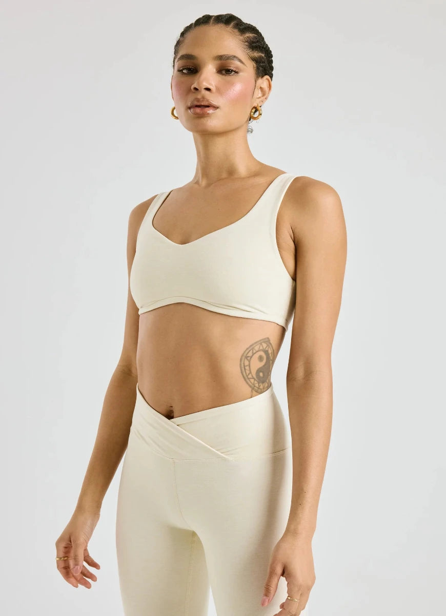 Year of Ours Isadora Sports Bra in Ivory Front View