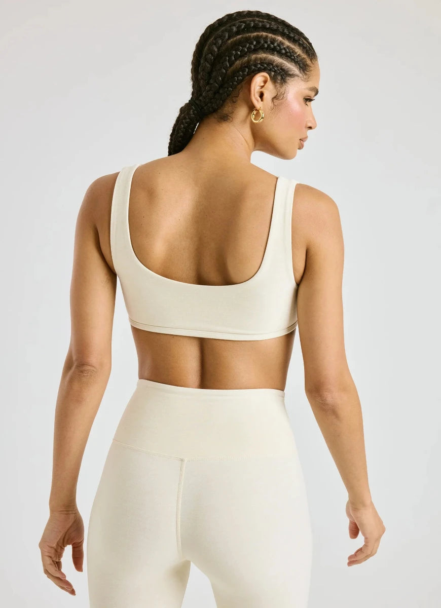 Year of Ours Isadora Sports Bra in Ivory Back View