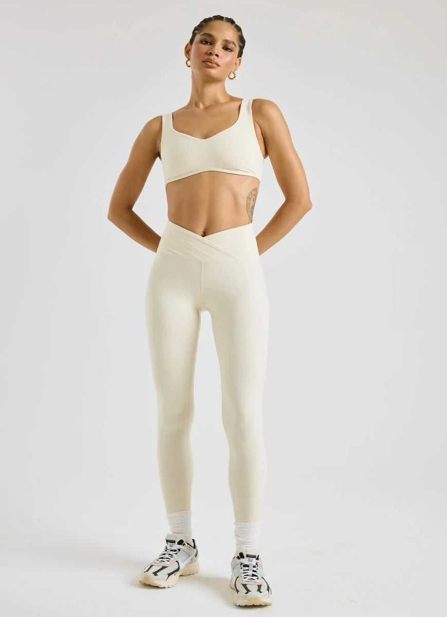 Year of Ours Isadora Sports Bra in Ivory Full Length Front View