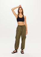 The Upside Kendall Cargo Pant in Olive Full Model Front View