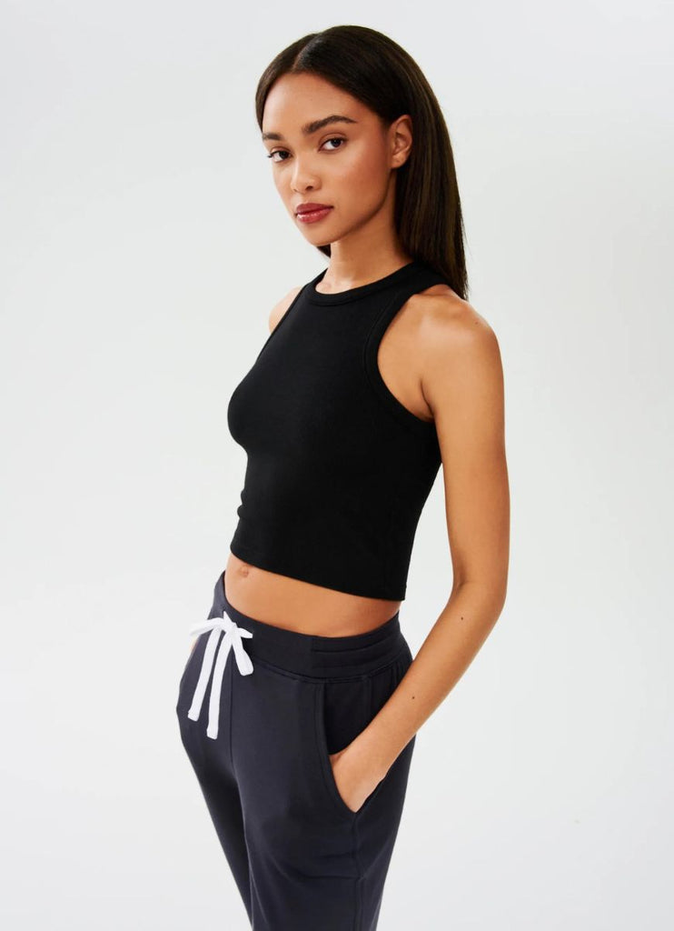 Splits59 Kiki Rib Crop Tank in Black