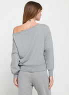 Spiritual Gangster La Vida Off Shoulder Sweatshirt in Heather Ash Back View