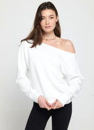 Spiritual Gangster La Vida Off Shoulder Sweatshirt in White