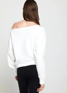 Spiritual Gangster La Vida Off Shoulder Sweatshirt in White Back View